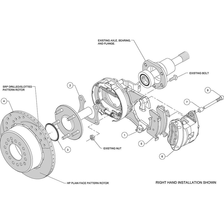 WILWOOD D154 P/S P-B Kit, Drilled-Red New Big Ford 2.50" Off, Front Mount 140-12235-DR