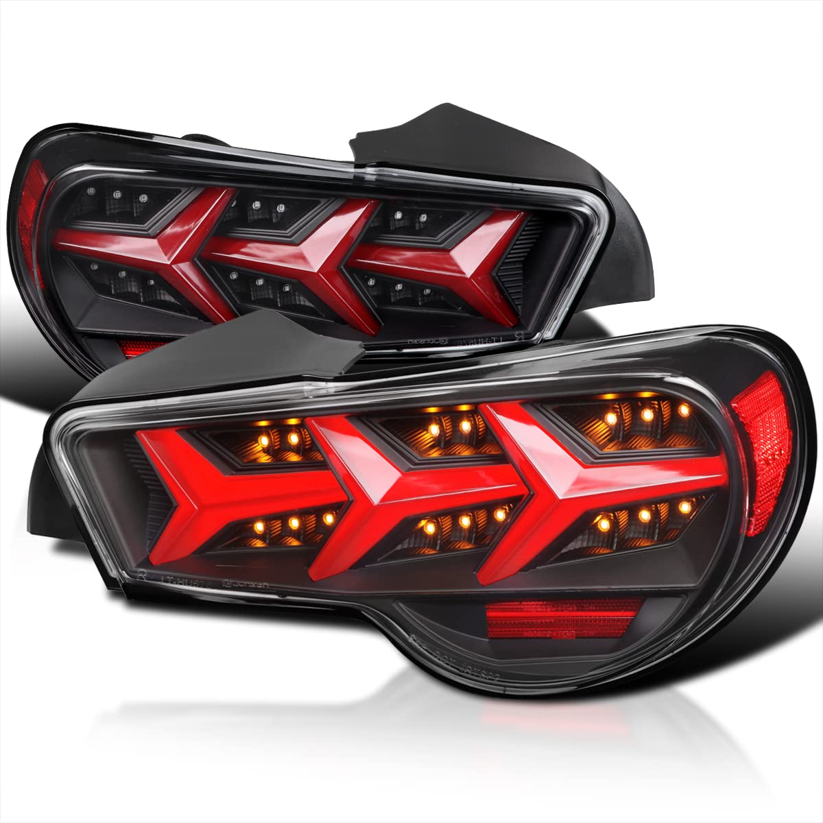 Spec-D Tuning Tail Brake Lights Black LLED + Sequential LED Signal Compatible with 2013-2016 Scion FR-S, 2013-2016 Subaru BRZ, Left + Right Pair Assembly