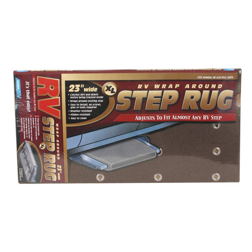 Wrap Around Camco Step Rug | Protects Your RV from Unwanted Tracked in Dirt | Works on Electrical and Manual RV Steps - Extra Large | Brown (42931)