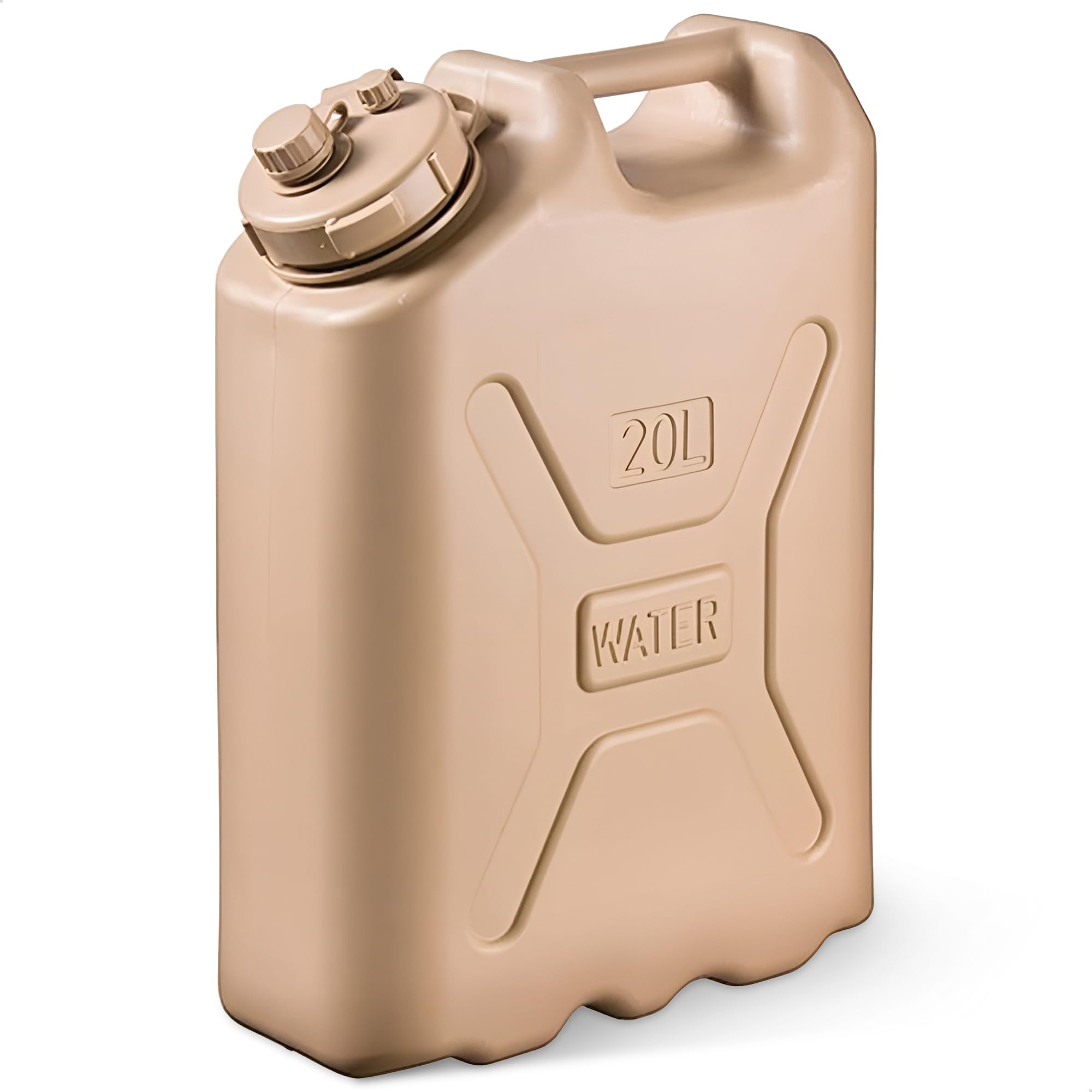 Scepter Military Style Portable Water Container for Camping and Outdoors, 5 Gallon, Sand - Heavy-Duty Plastic Beverage and Hydration Dispenser for Outdoor Trip