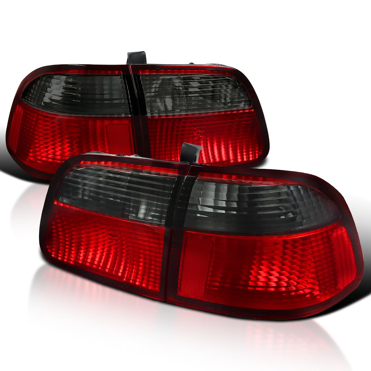 Red Smoke Tail Lights SPEC-D TUNING Compatible with 1999-2000 Honda Civic 4 Door Sedan, Left + Right Pair Assembly
