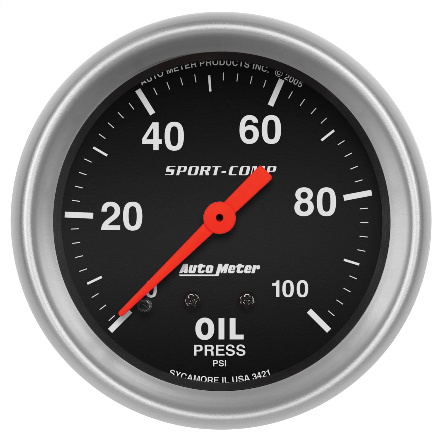 Auto Meter Sport-Comp Mechanical Oil Pressure Gauge Regular, 2-5/8" (66.7mm)