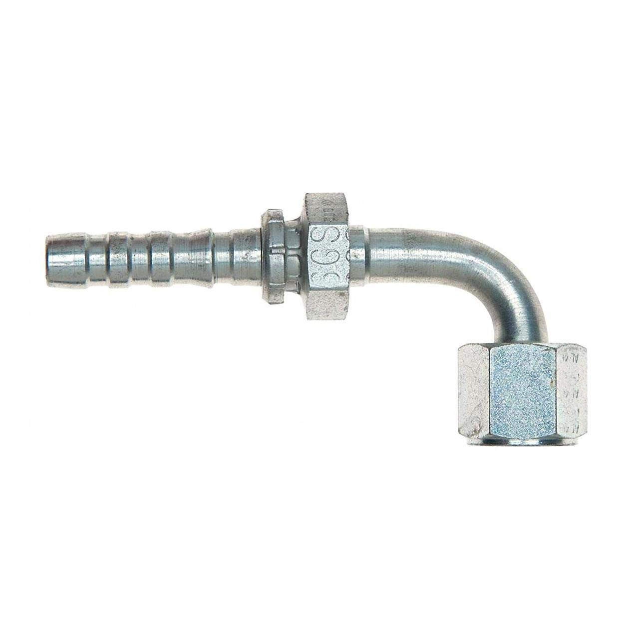 GlobalSpiral Couplings Gates 20GS-20FJX90S, Female JIC 37° Flare Swivel, Zinc Plated Carbon Steel, 6.85", 90° Bent Tube, 1 1/4" ID