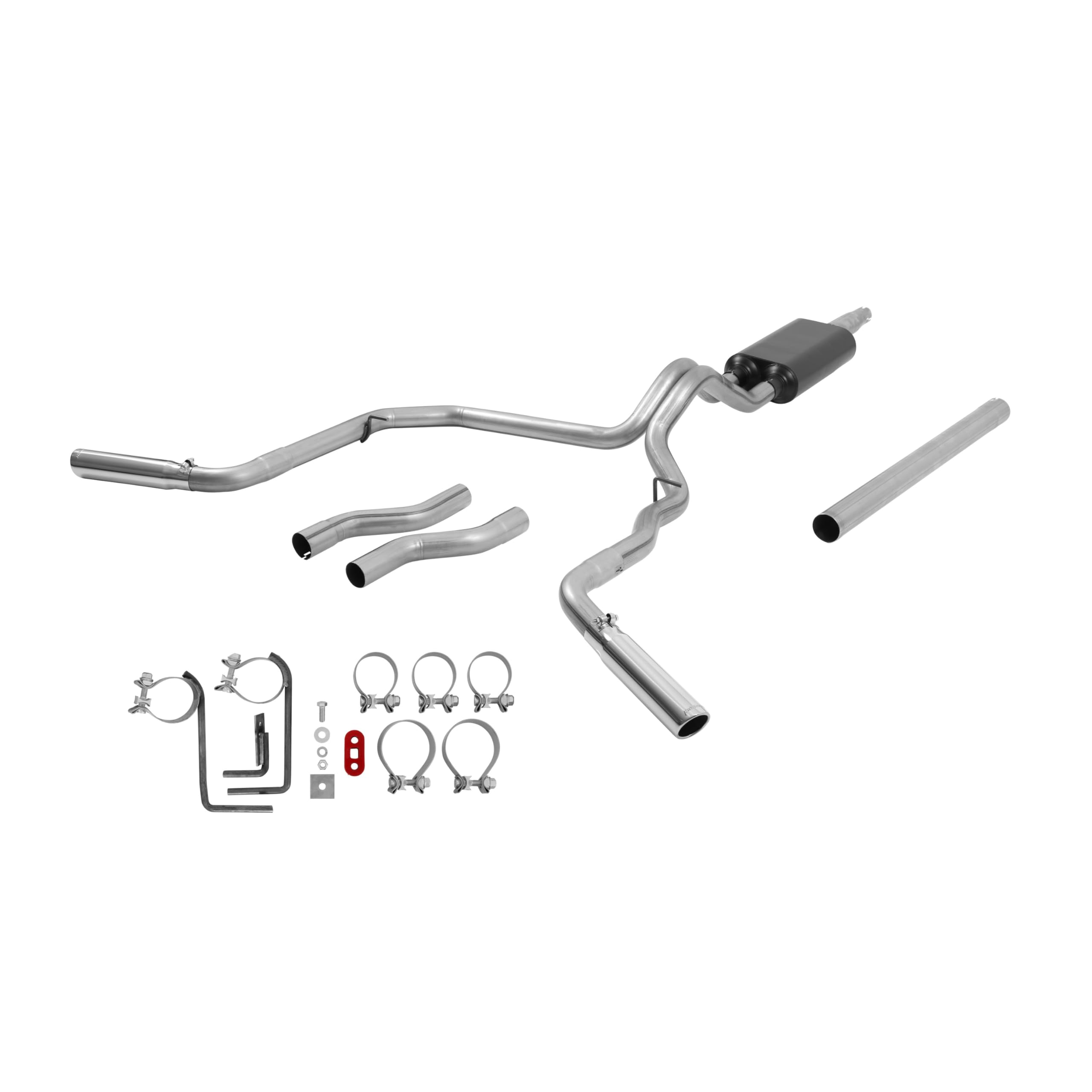 American Thunder Flowmaster 817471 Cat-Back Exhaust Kit Dual 2.5 Inch Stainless Steel 3 Inch Polished 304 Stainless Steel Tips Compatible with 1987-1996 Ford F-150 V6 V8 2/4WD All Wheelbases