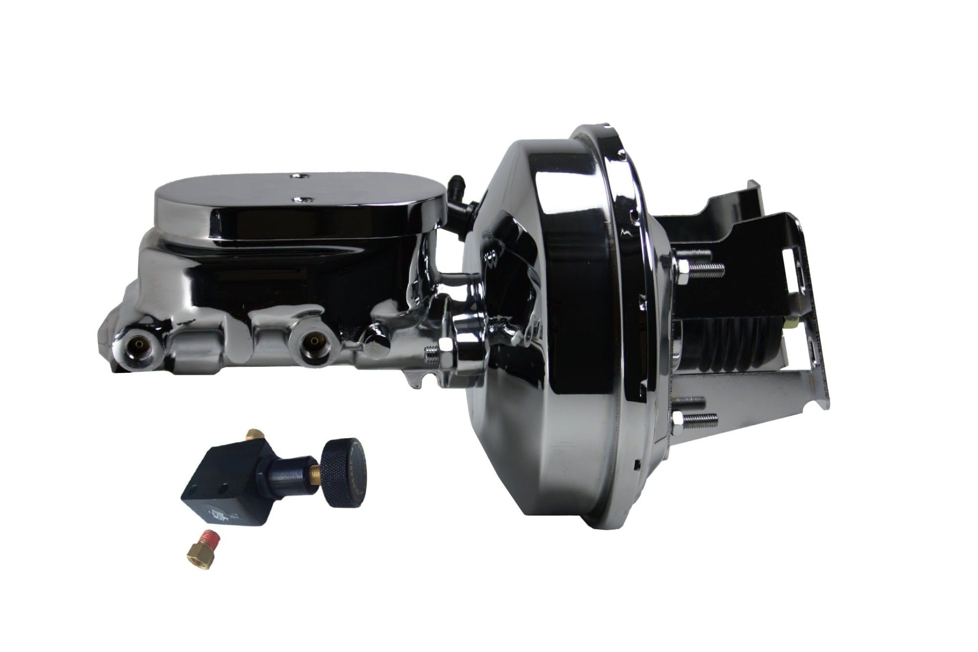 9 Inch LEED BRAKES Power Booster, 1-1/8 Inch Bore Flat Top Master With Adjustable Valve (Chrome)