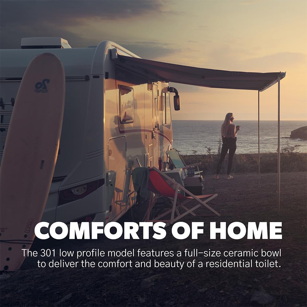White Dometic 301 Low Profile Toilet for RV