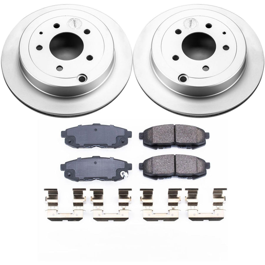 Power Stop Coated Brake Rotor and CRK4601 Ceramic Brake Pads- Rear For Mazda MPV 2004-2006 [Model Specific]
