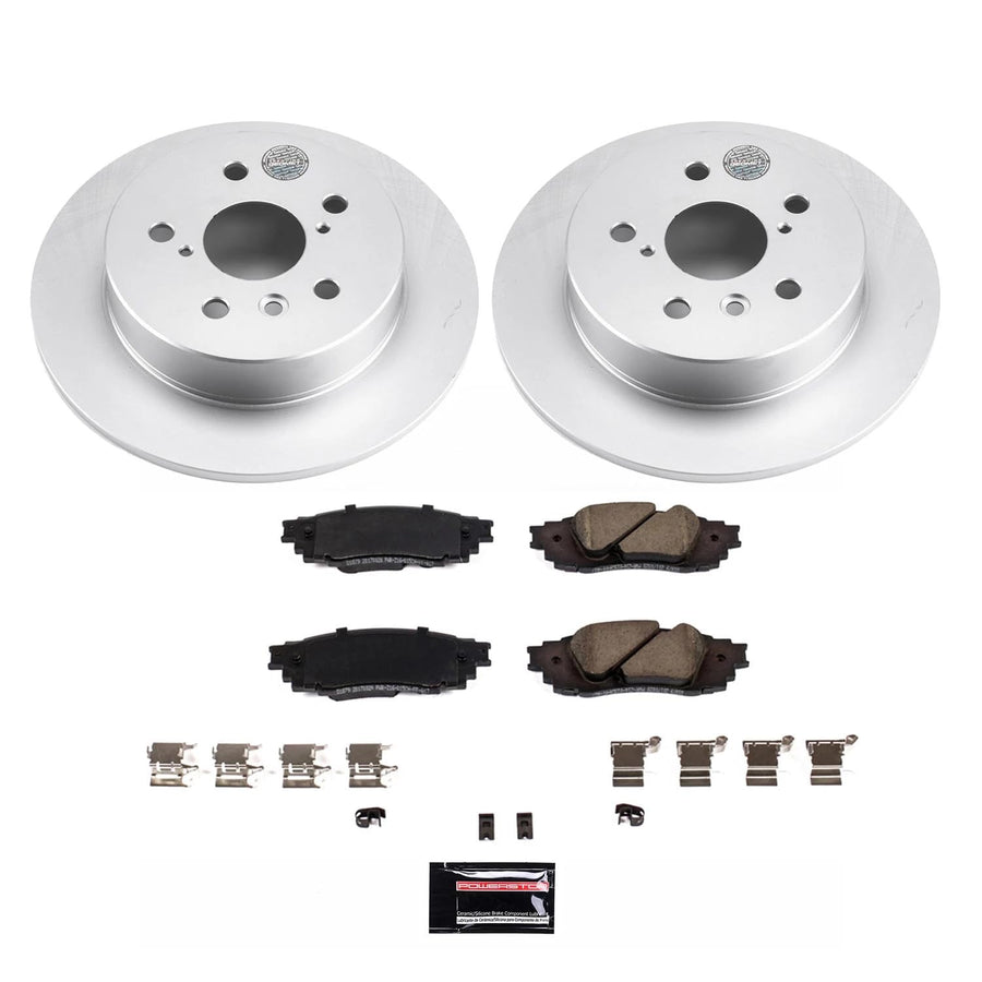 Power Stop Z17 Rear Coated Rotor Kit-Coated Brake Rotors, Ceramic Brake Pads