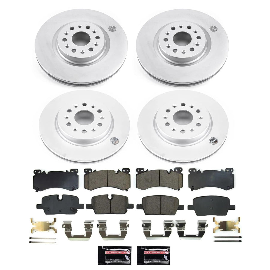 POWERSTOP Brake Kit For Cadillac XT6 2022 Front and Rear Geomet Coated Brake Rotors and Brake Pads