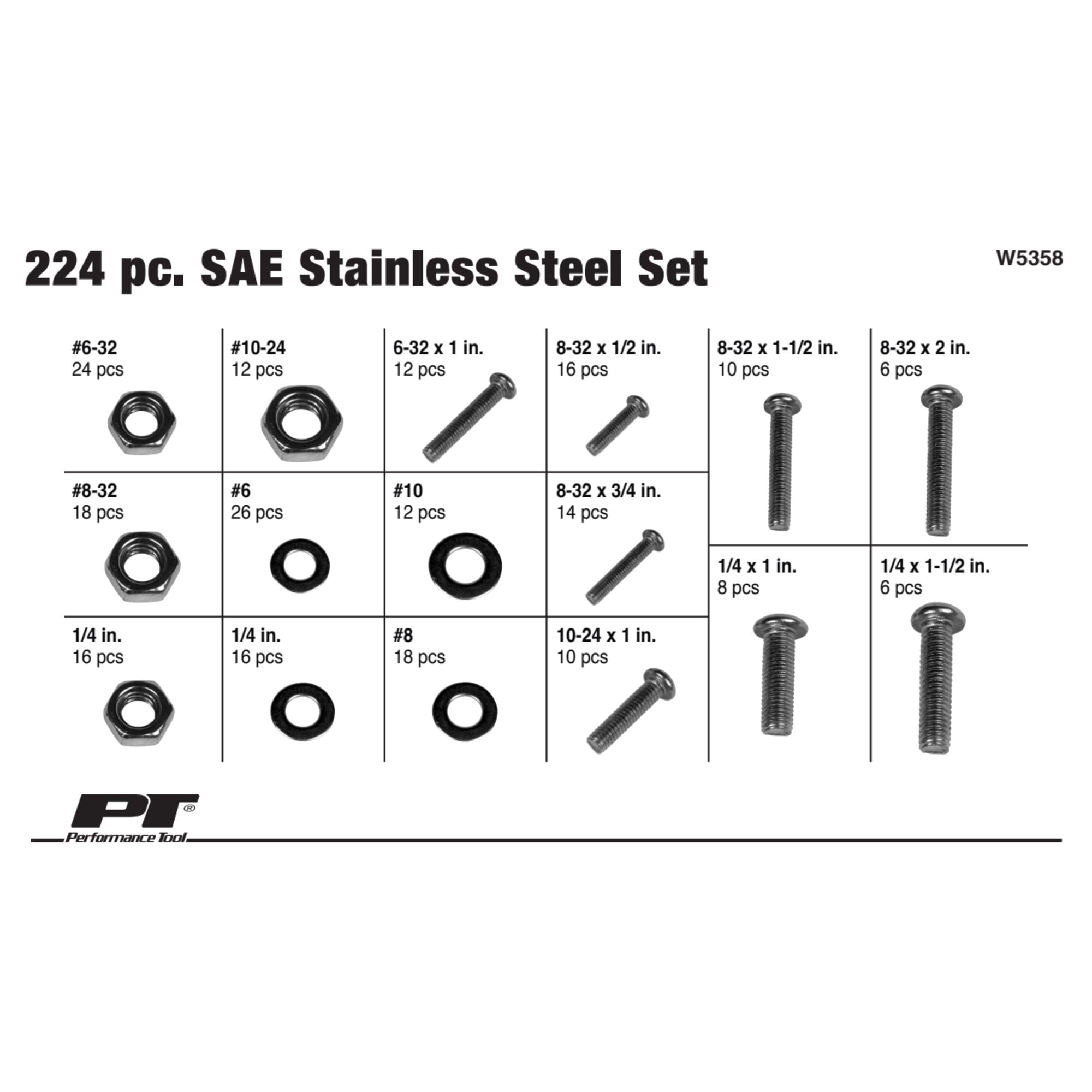 W5358 Performance Tool 224pc Stainless Steel Assortment With Case