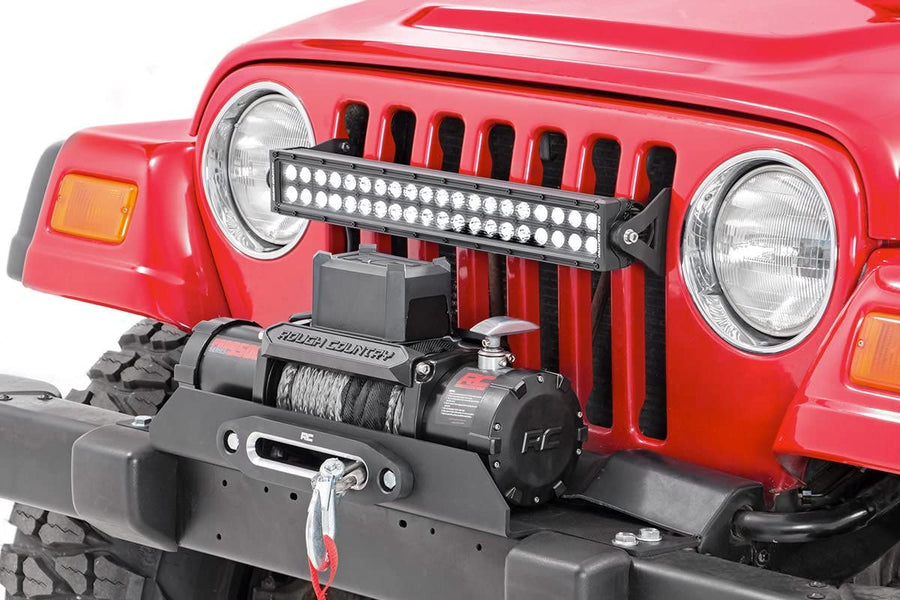 Rough Country Winch Mounting Plate Black for 1987-2006 Jeep Wrangler TJ/YJ - 1189, Front