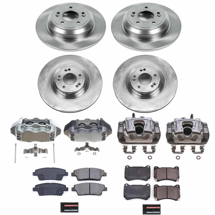 Power Stop KCOE5929 Front and Rear Brake Caliper Kit- Brake Pads, Brake Rotors & Calipers For Hyundai Genesis 2012-2014 [Model Specific]