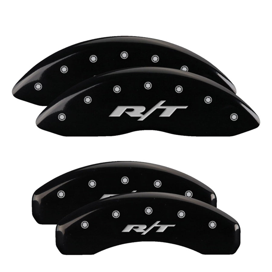 MGP Brake Caliper Covers Black Powder-Coated Finish for 2011-2025 Dodge Durango (Requires 17" Wheels or Larger), Engraved Silver RT1-Truck Logo, Aluminum Front and Rear Caliper Covers (Set of 4)