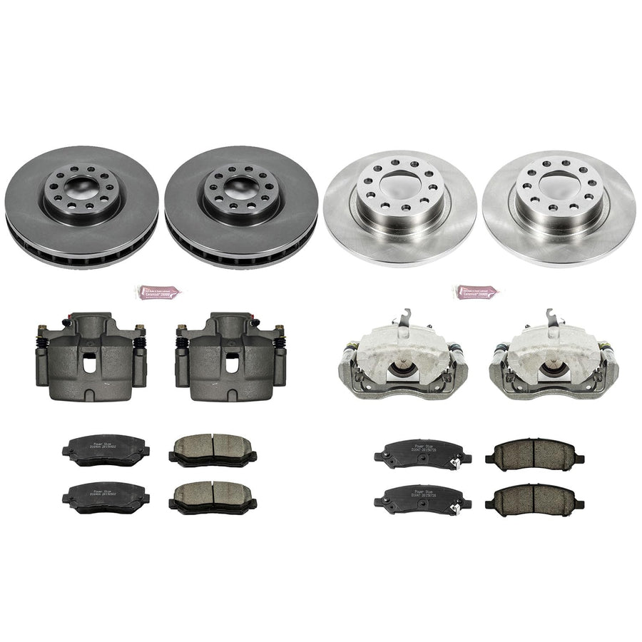 Power Stop KCOE6373 Stock Replacement Front and Rear Brake Kit (with Calipers) For Dodge Dart 2013-2016 [Model Specific]
