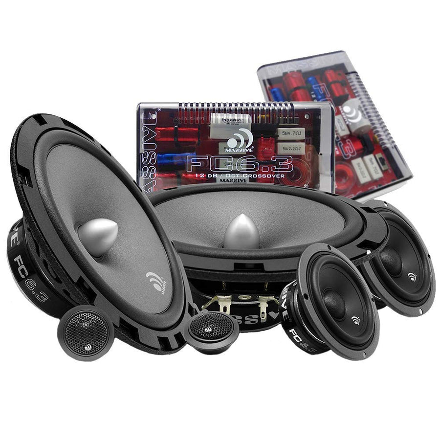 6.5" Massive Audio FC6.3 | 3-Way Component Speaker Kit – 150W RMS / 300W Peak, 4 Ohm Car Audio System with Tweeters & Crossovers – High-Performance Sound Upgrade