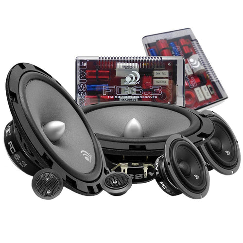 6.5" Massive Audio FC6.3 | 3-Way Component Speaker Kit – 150W RMS / 300W Peak, 4 Ohm Car Audio System with Tweeters & Crossovers – High-Performance Sound Upgrade
