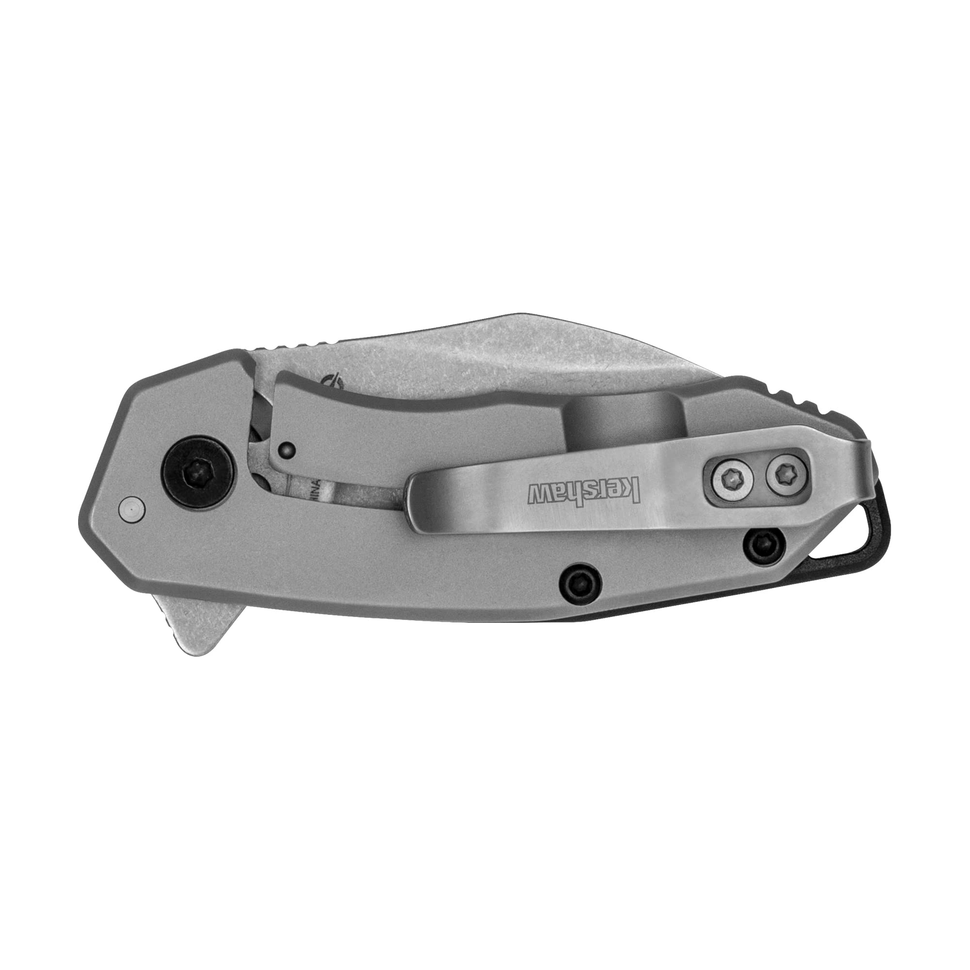 Kershaw Folding Rate Pocket Knife, Small Everyday Carry Knife with Assisted Opening, 8Cr13MoV Stainless Steel Blade, Pocketclip and Lanyard Hole,Grey
