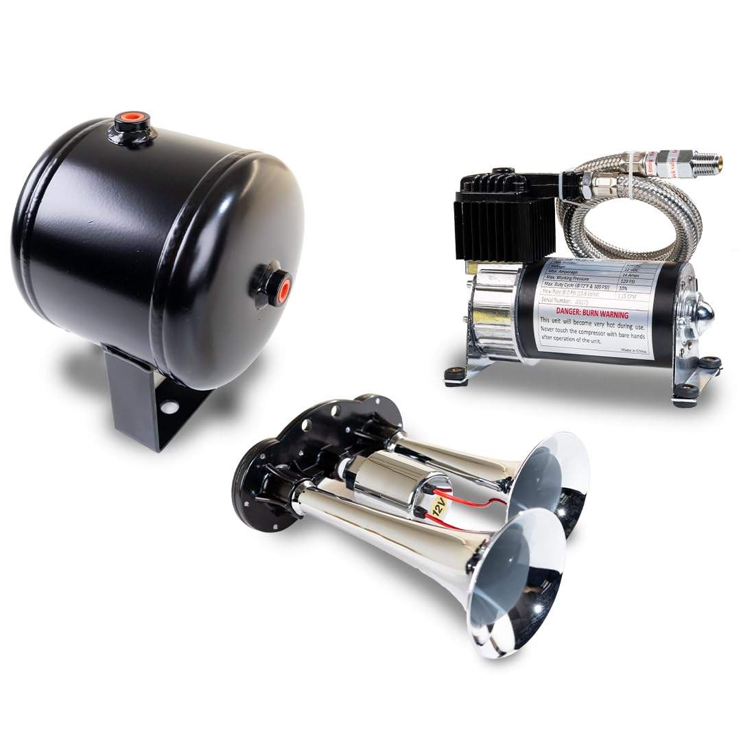 Kleinn HK1 Complete Dual Air Horns Package - Chrome