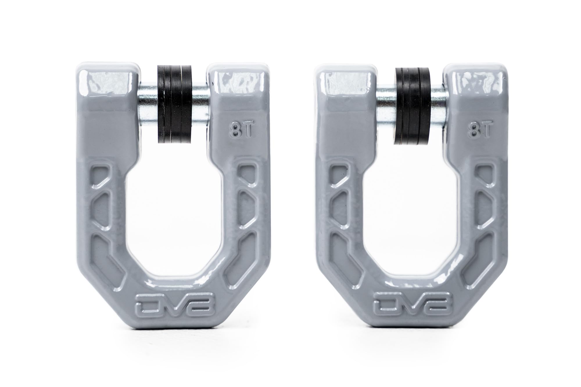 Offroad DV8 Elite Series D-Ring Shackles | Pair | 8 Ton Working Load Limit | (4) ⅛” & (4) 3/16” Isolators Included | 1&1/16” Thick Forged Steel D-Ring (Gray)