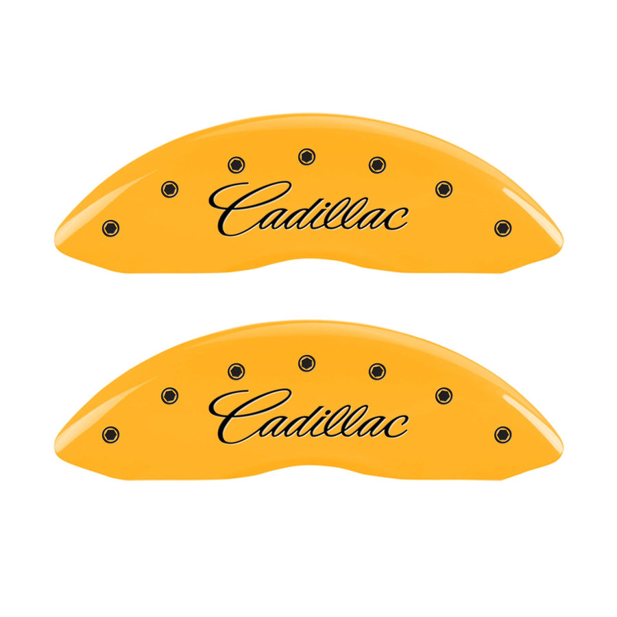 MGP Caliper Covers Yellow 35003SCADYL Front and Rear Powder Coat Finish Black Character Caliper Cover, Set of 4
