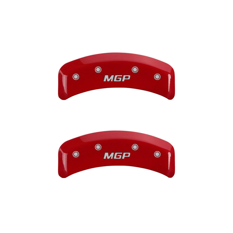 MGP Caliper Covers 'MGP' Engraved Caliper Cover with Red Powder Coat Finish and Silver Characters, 38010SMGPRD (Set of 4)