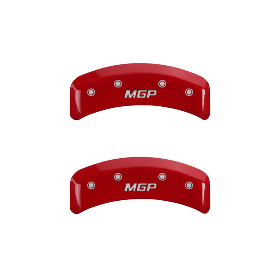 MGP Caliper Covers 'MGP' Engraved Caliper Cover with Red Powder Coat Finish and Silver Characters, 38011SMGPRD (Set of 4)