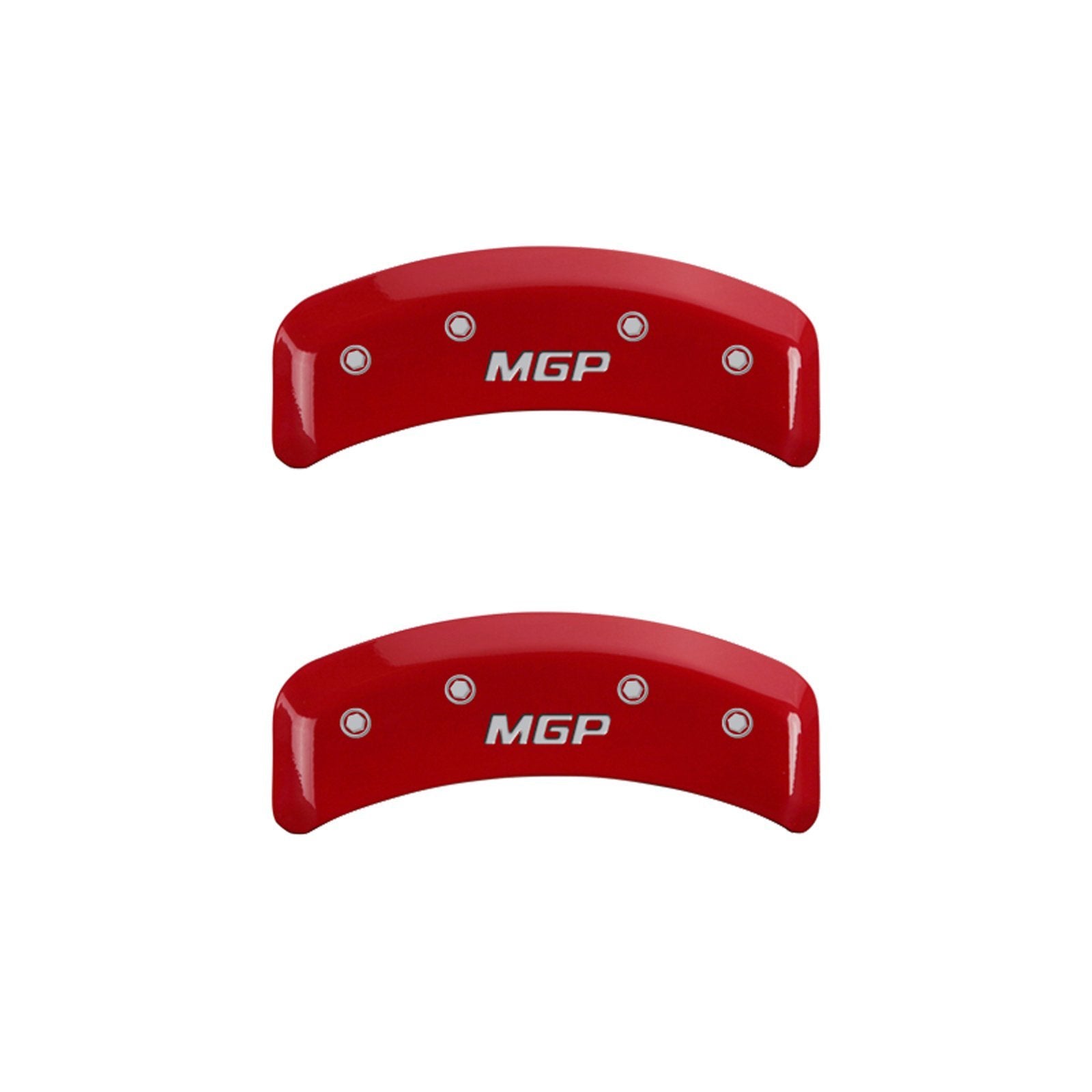 MGP Caliper Covers 'MGP' Engraved Caliper Cover with Red Powder Coat Finish and Silver Characters, 38011SMGPRD (Set of 4)
