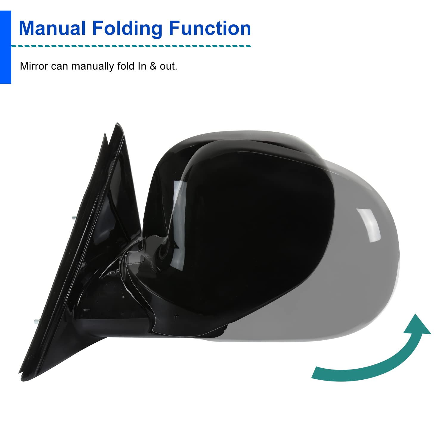 Left Side Glossy Black Manual Side Mirrors Compatible with Spec-D Tuning Chevrolet Chevy S10 1994-2001