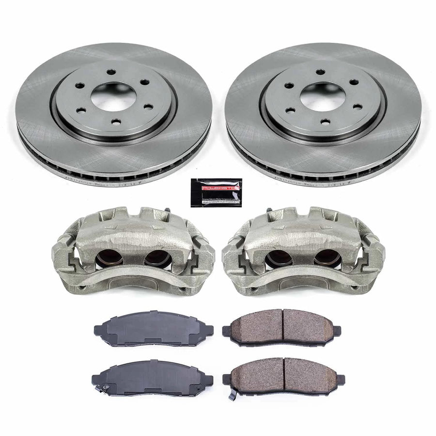 Power Stop Autospecialty KCOE8325 Front Brake Caliper Kit- Brake Rotors, Brake Pads & Calipers For Nissan Frontier 2016-2022 [Model Specific]