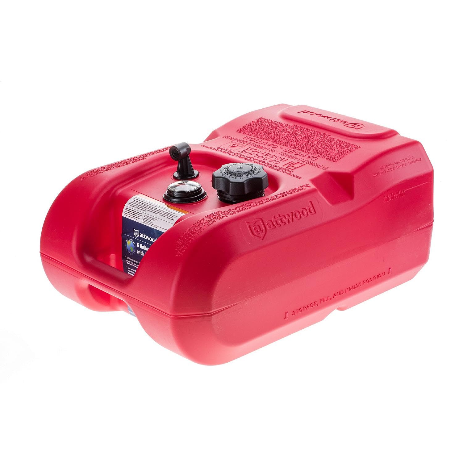 6 Gallon Attwood 8806LPG2S EPA Certified Portable Fuel Tank with Gauge