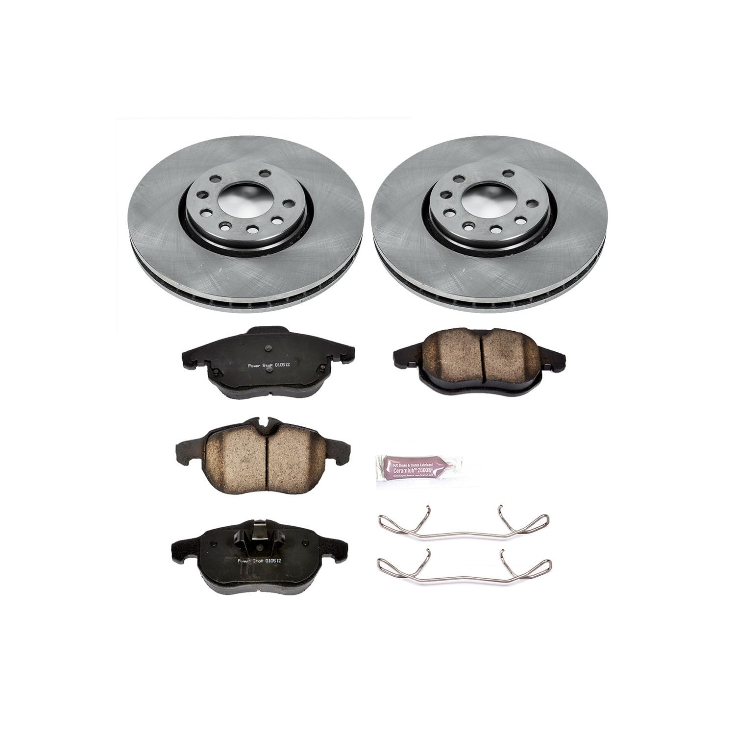 POWERSTOP Autospecialty KOE985 Front Replacement Brake Kit-OE Brake Rotors & Ceramic Brake Pads For Saab 9-3 2003-2011, Saab 9-3X 2010-2011 [Model Specific]