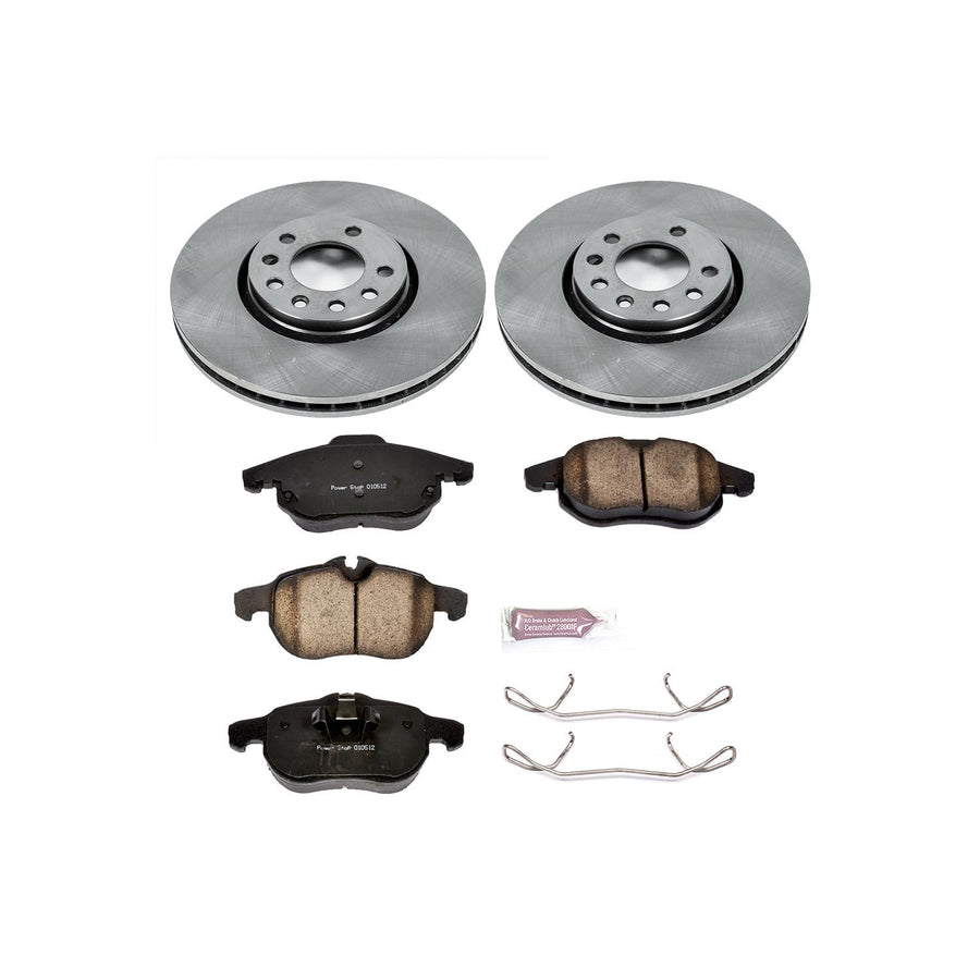 POWERSTOP Autospecialty KOE985 Front Replacement Brake Kit-OE Brake Rotors & Ceramic Brake Pads For Saab 9-3 2003-2011, Saab 9-3X 2010-2011 [Model Specific]