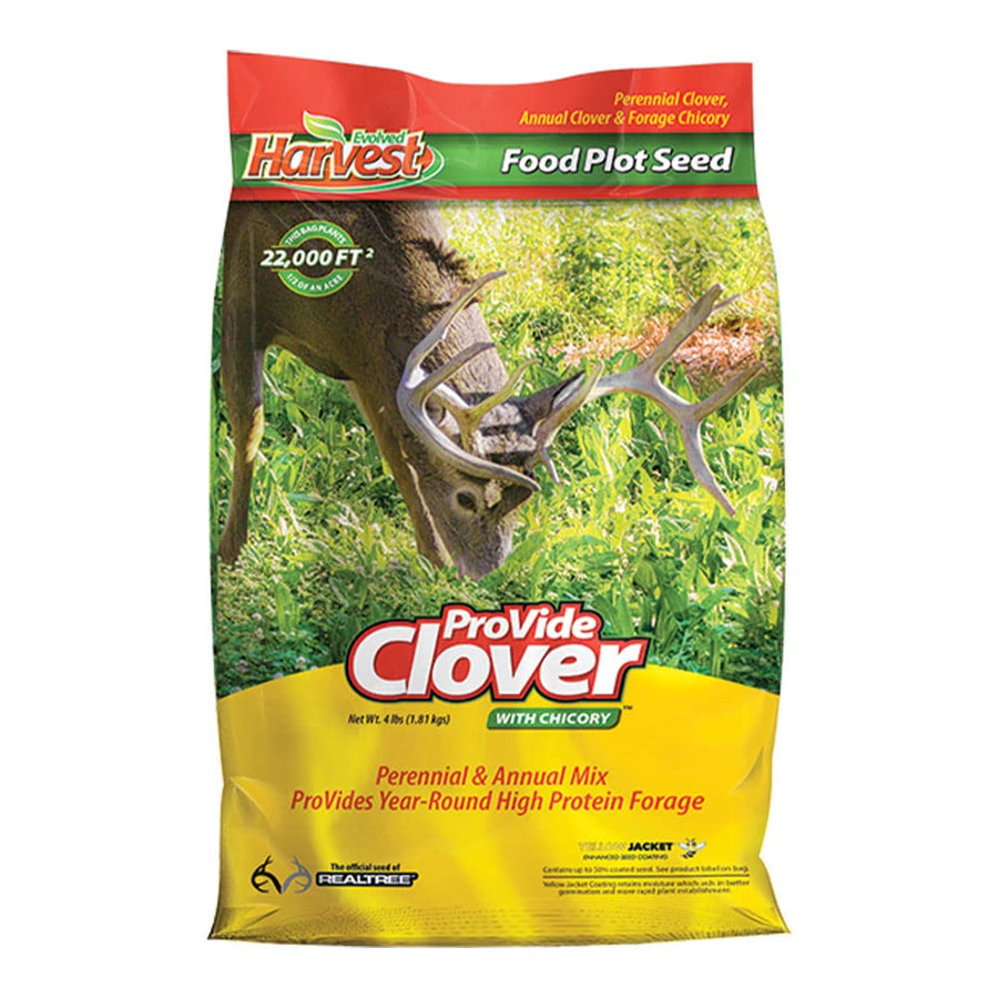 Clover Provide Evolved Harvest with Chicory Food Plot for Deer - Year-Round High Protein Forage, 4 Lbs.