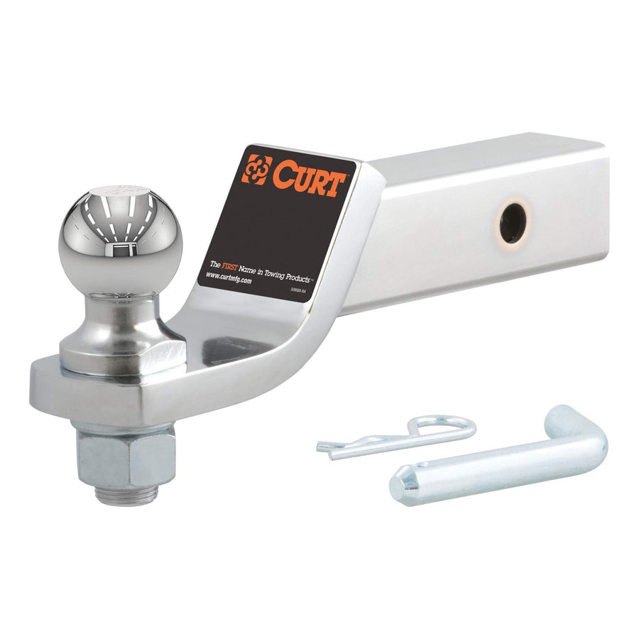 CURT Chrome Trailer Hitch Mount 45293 with 1-7/8-Inch Ball & Pin, Fits 2-Inch Receiver, 7,500 lbs, 2-In Drop