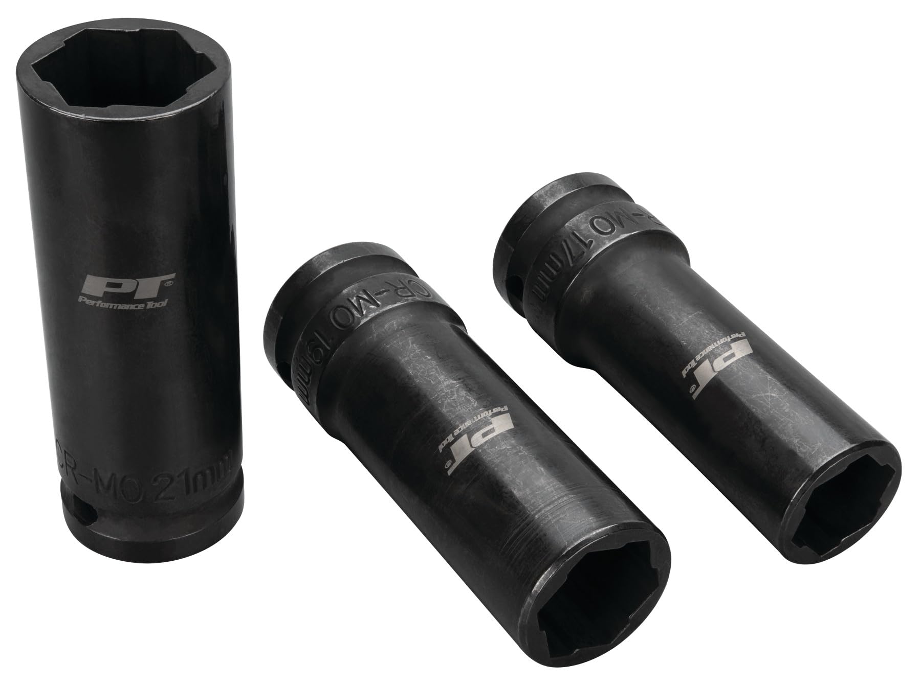W87140 Performance Tool Damaged Lug Nut Sockets Set - 1/2" Drive (3 Pieces) with Molded Case - Removes Rusted, Rounded-Off Nuts and Bolts - 17mm, 19mm, 21mm