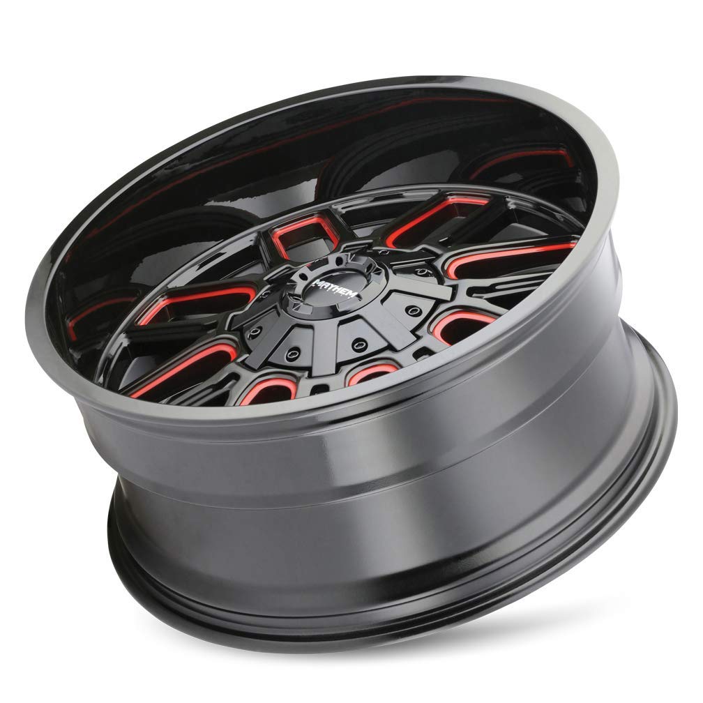 Cogent MAYHEM 8107 Black W/Prism Red 22X10 6-135/6-139.7-19mm 106mm Wheel with Painted (22 x 10. inches /6 x 135 mm, -19 mm Offset)