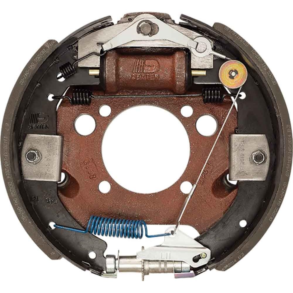 Complete Hydraulic Brake Assembly Dexter K23-402-00 for 8K Axle Left-Hand 12-1/4" x 3-3/8" Self-Adjusting 4-Bolt