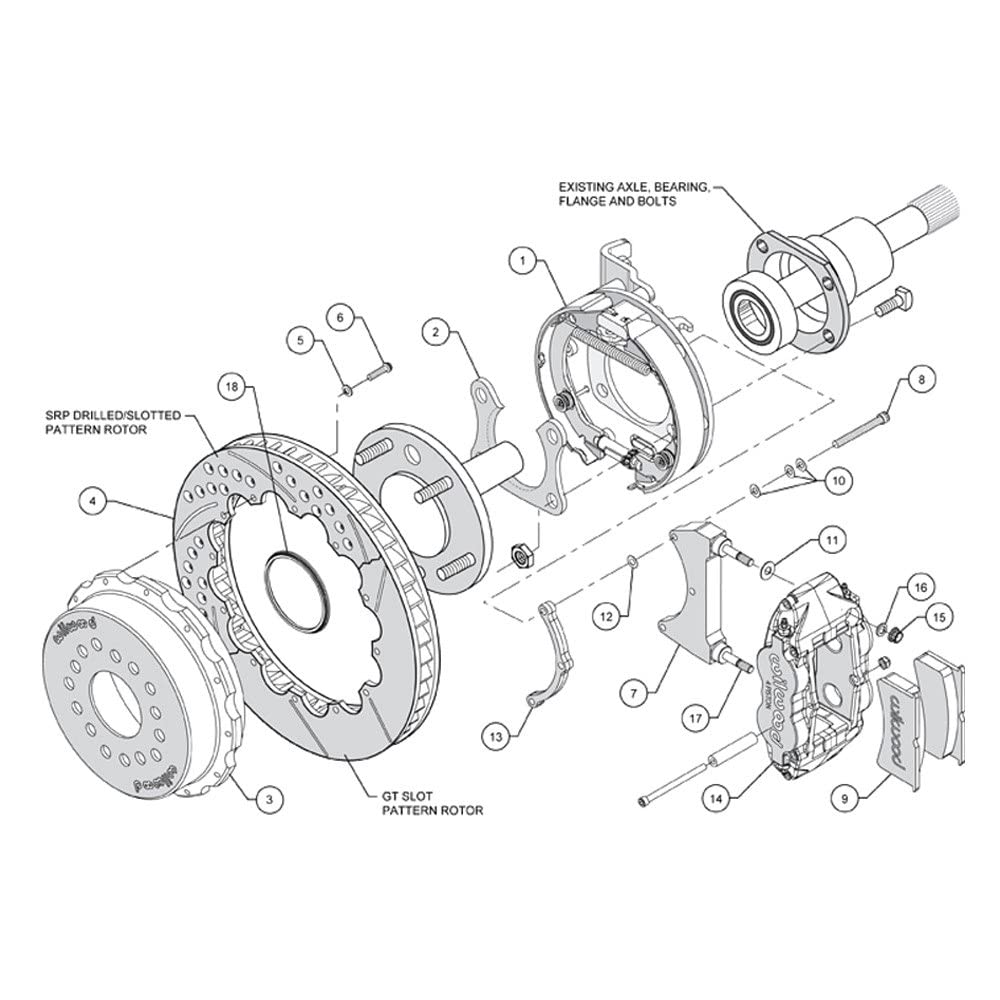 Rear P-Brk Kit, FNSL4R, 12.88", Drilled