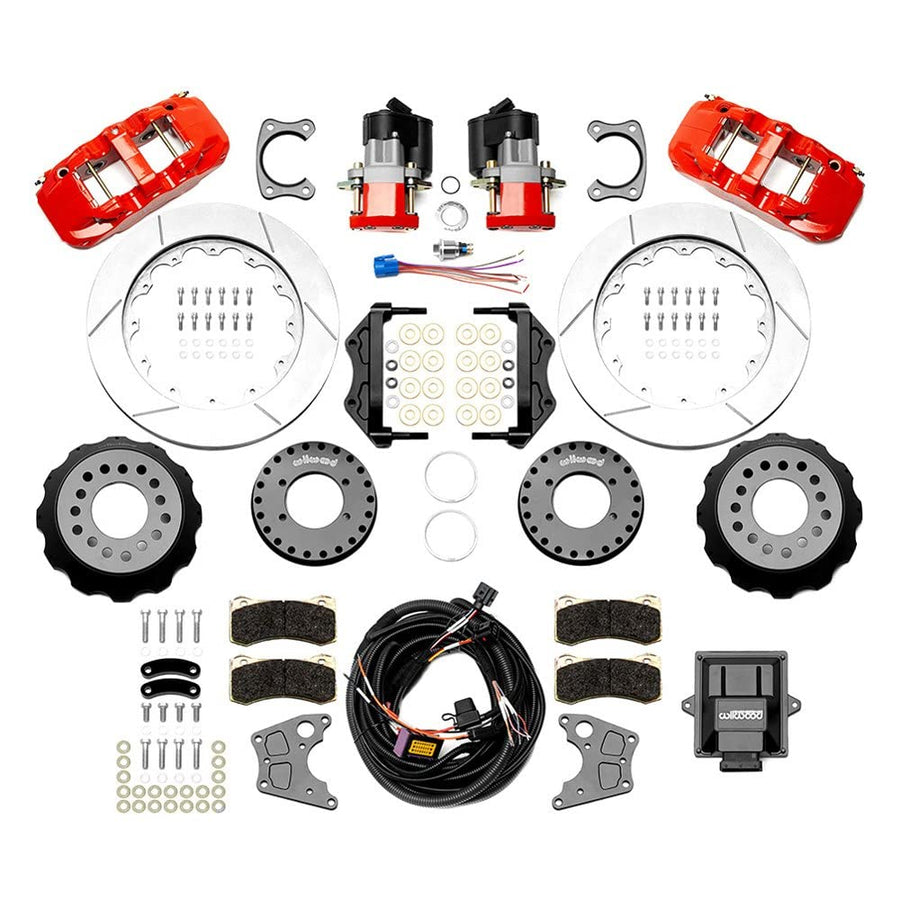 Wilwood Superlite Narrow 4R Rear P-Brk Kit AERO4 14in Rotor Big Ford 2.5in Off - Red