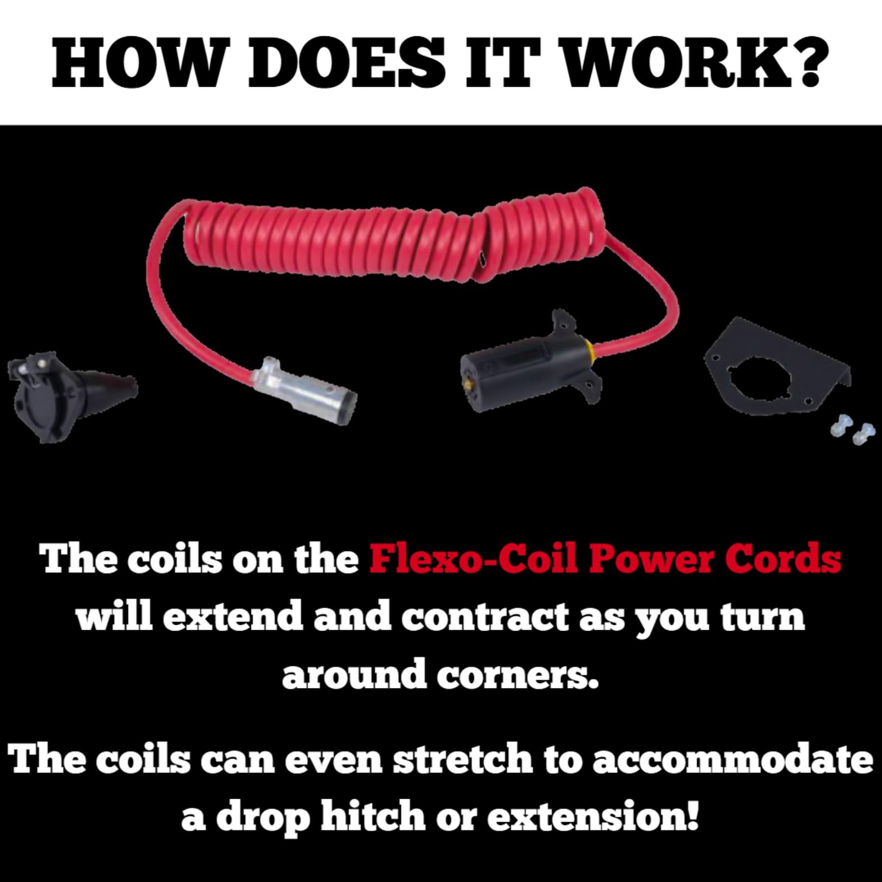 Flexo-Coil Roadmaster 146-7 Power Cords Compatible with Motorhomes with 6-7 Way Sockets | Durable Coil Design Provides Reliable Electrical Connection Between Motorhome & Towed Vehicle