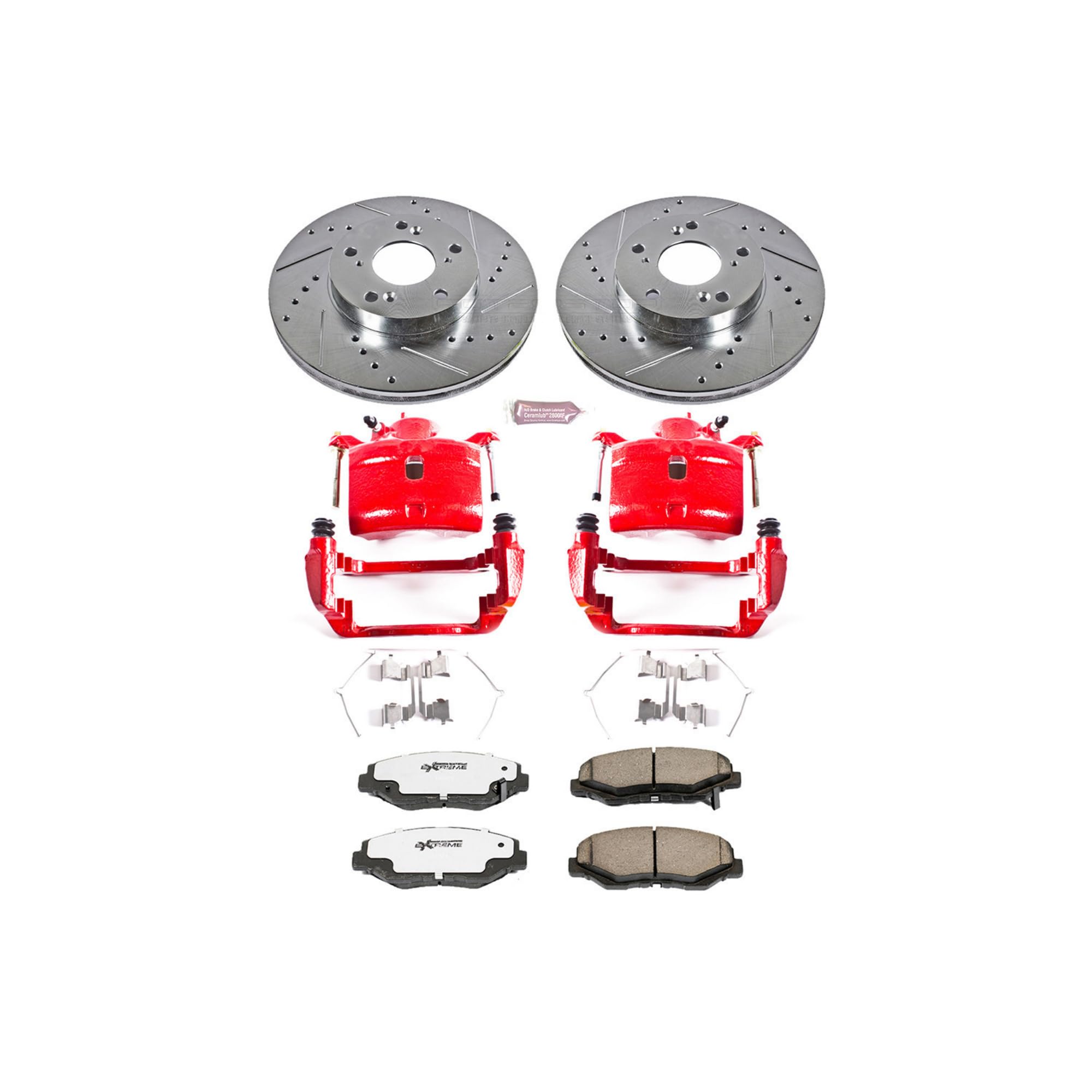 Power Stop Z26 KC1043-26 Front Street Warrior Brake Kit Honda For Honda CR-V 2002-2004, Honda Element 2003-2011 [Model Specific]
