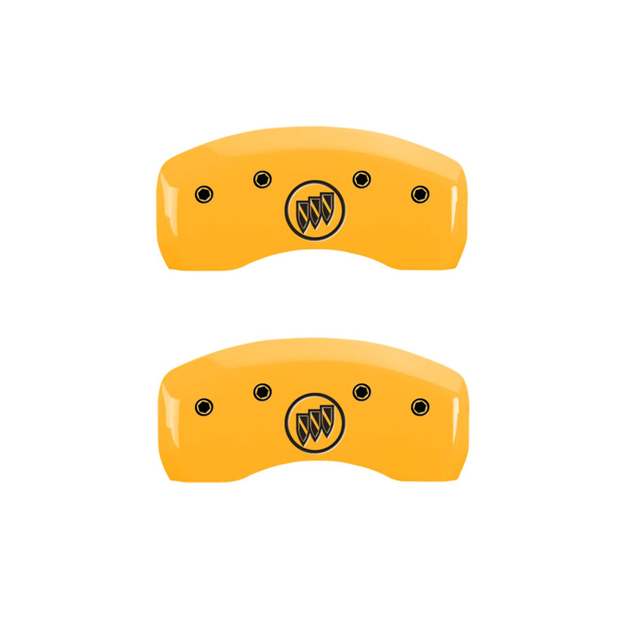 Caliper Covers MGP 49001SBSHYL Yellow (Set of 4, Engraved Front: Buick - Engraved Rear: Buick Shield, Yellow powder coat finish, black characters)