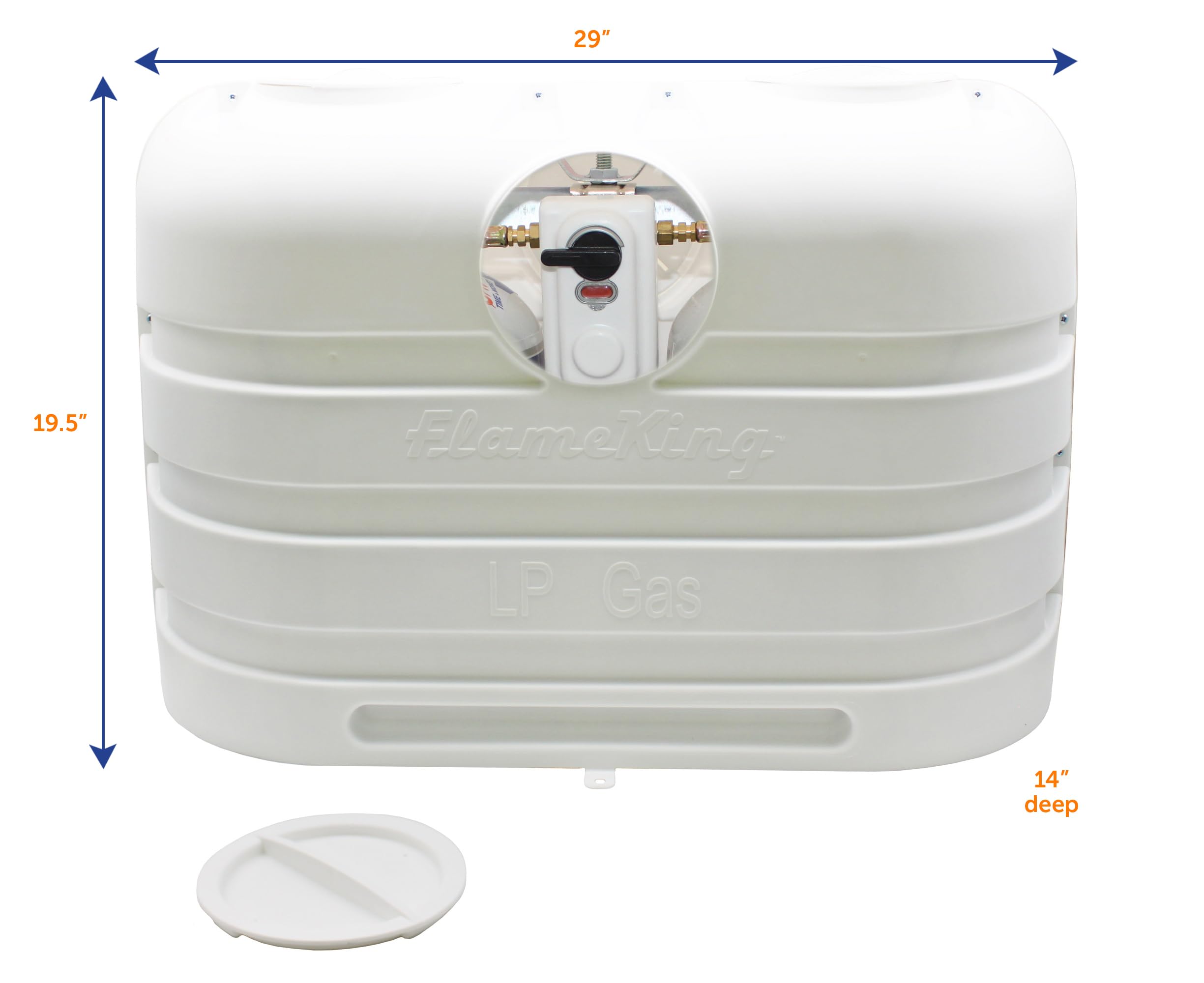Flame King 20LB Dual LP Propane Tank Light Plastic Heavy Duty Cover for RV, Travel Trailer, Camper - White