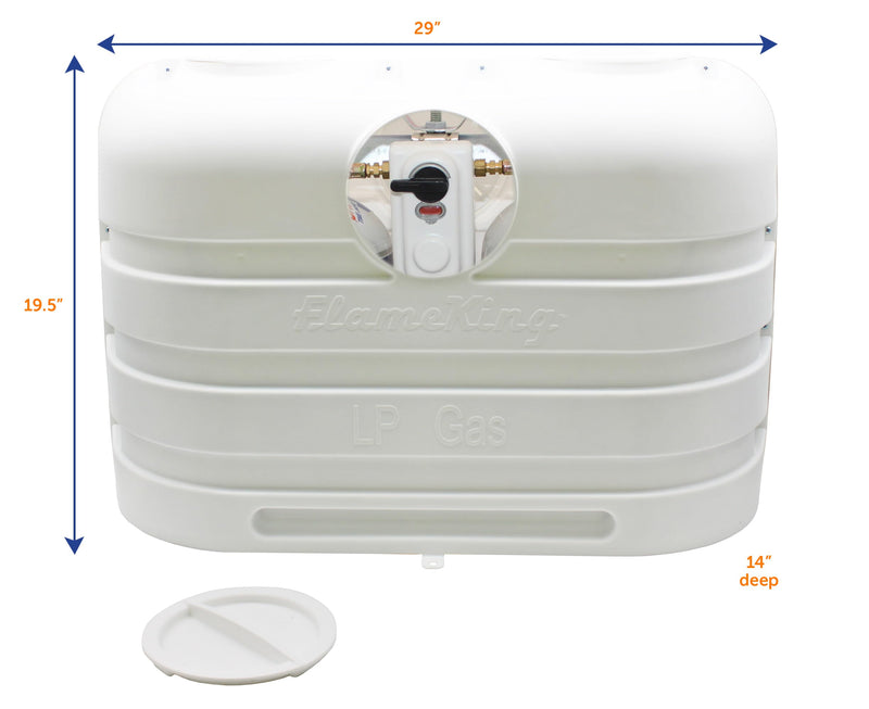 Flame King 20LB Dual LP Propane Tank Light Plastic Heavy Duty Cover for RV, Travel Trailer, Camper - White