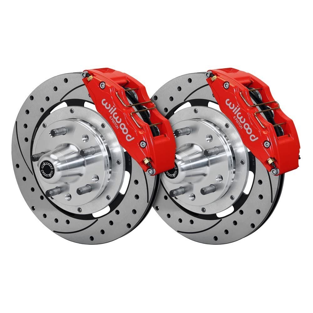 140-13554-DR WILWOOD DP6 Front Kit,12.19", Drilled, Red AMC 71-76 OE Disc w/o Bendix Brakes