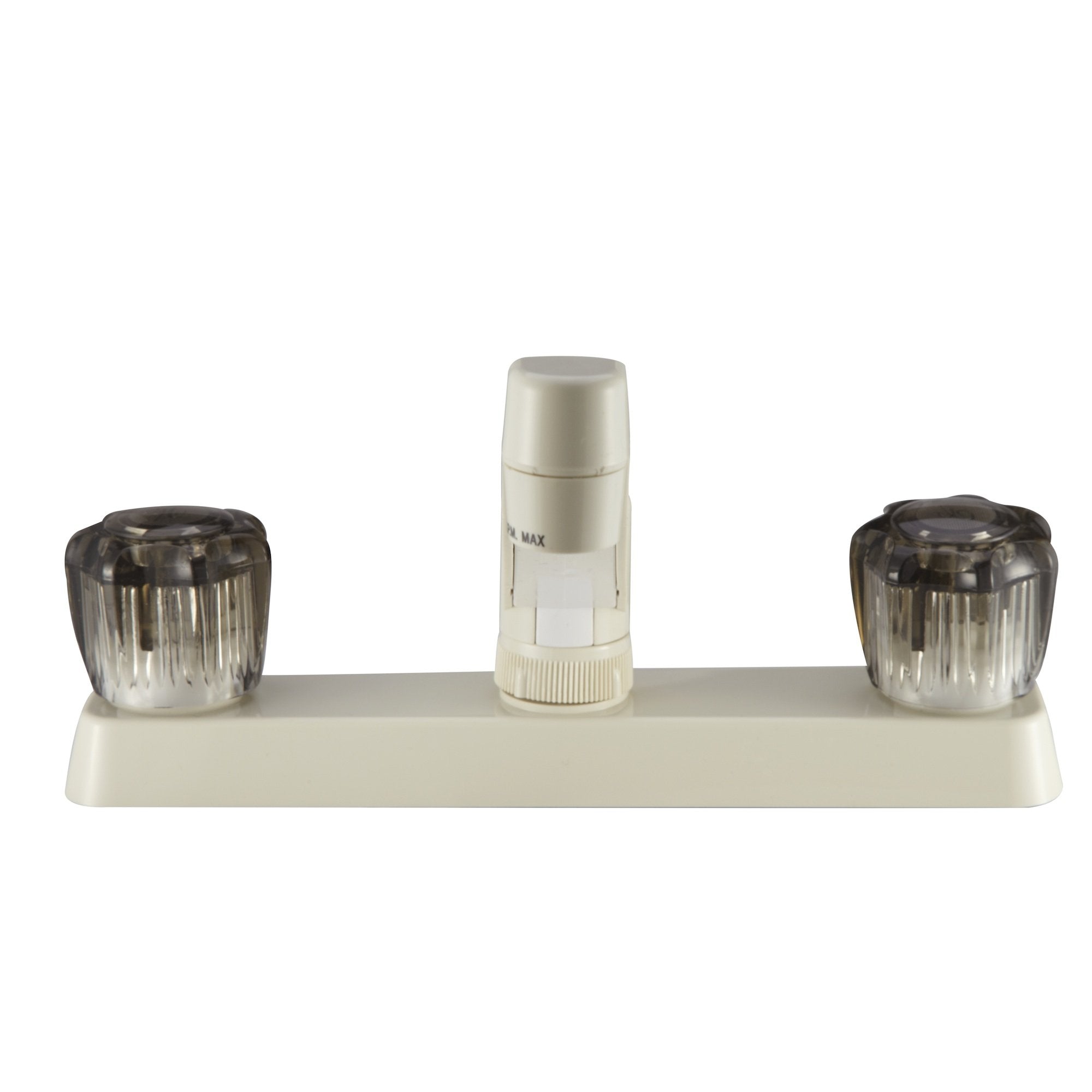 Dura Faucet RV Kitchen Sink Faucet DF-PK600S-BQ with Smoked Acrylic Knobs (Bisque Parchment)