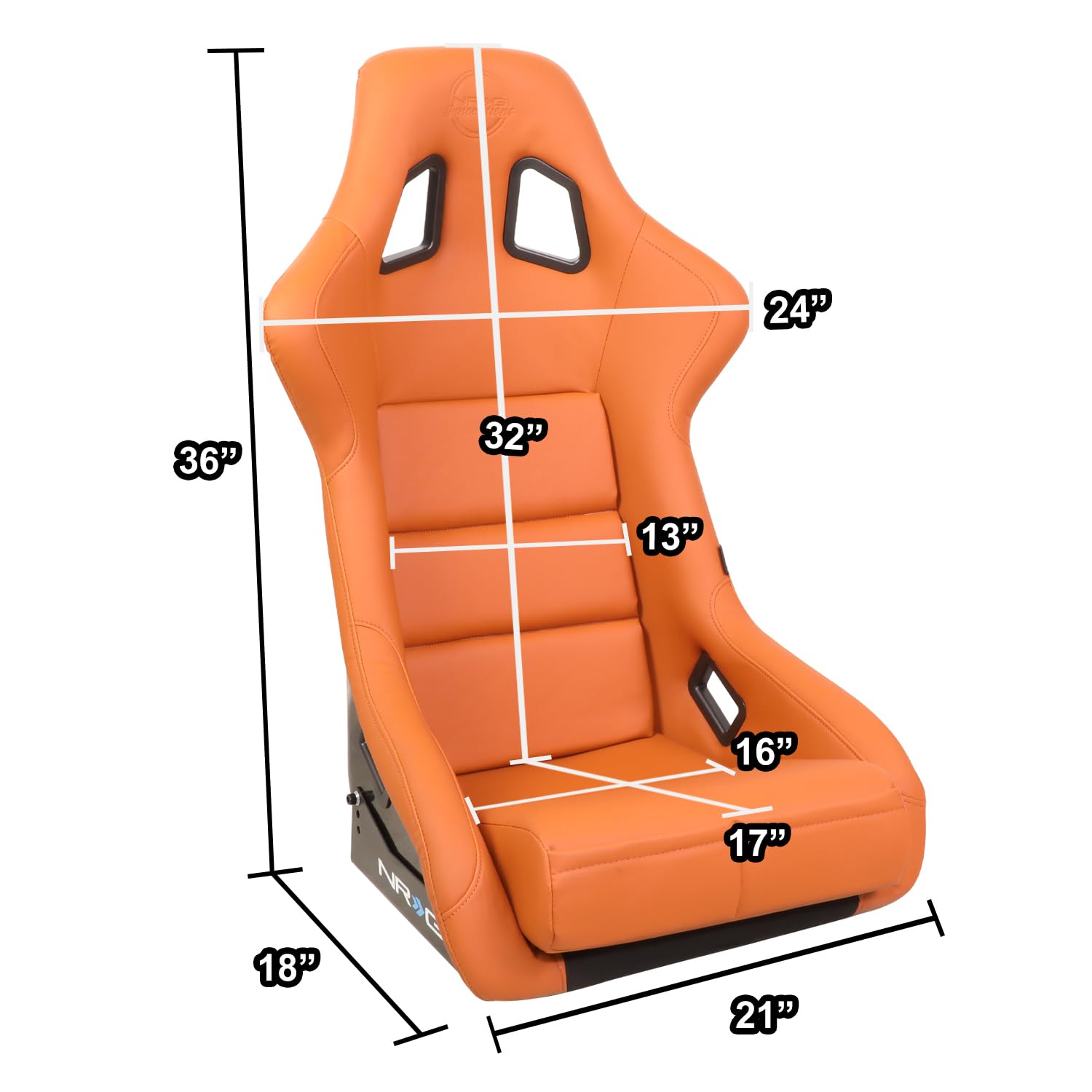 NRG Innovations Brown NRG-FRP-302BR-V FRP Bucket Seat With Headrest Water Resistant Vinyl (Large)