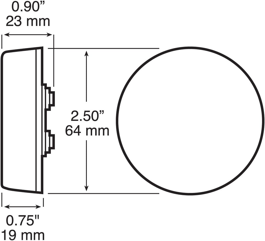 162R Peterson LED, Marker/Clearance P2, Round, 2.5", Red