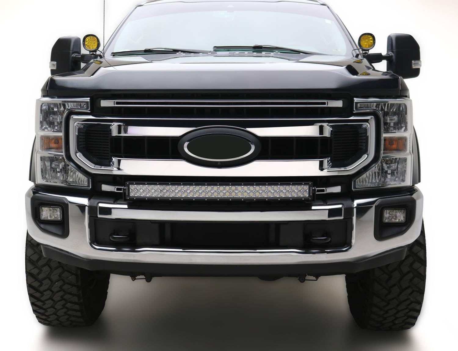 Front Bumper Top LED KIT 2020-2022 Ford Super Duty with (1) 30 Inch LED Curved Double Row Light Bar - Part # Z325572-KIT