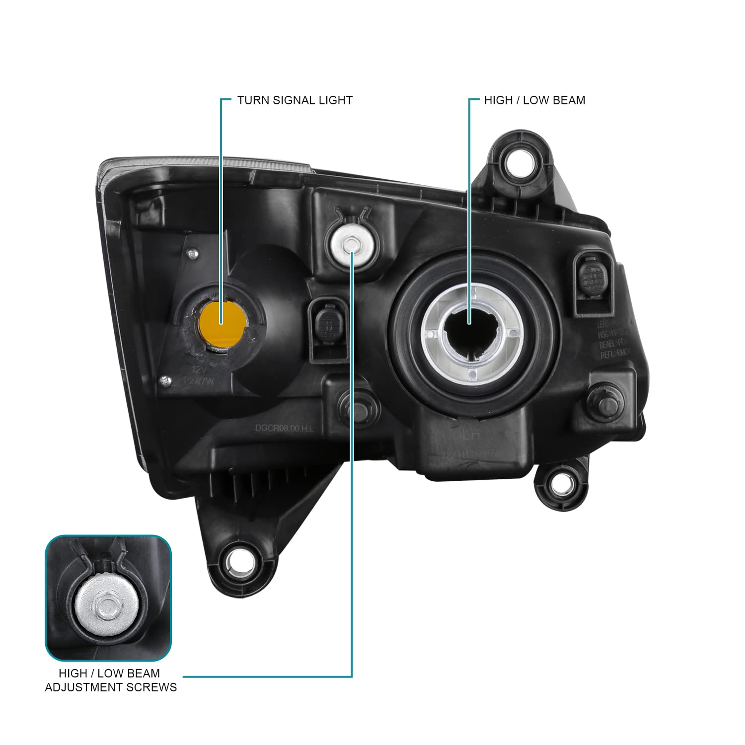 Black Headlights SPEC-D TUNING Compatible with 2008-2010 Dodge Grand Caravan L+R Pair Head Light Lamp Assembly